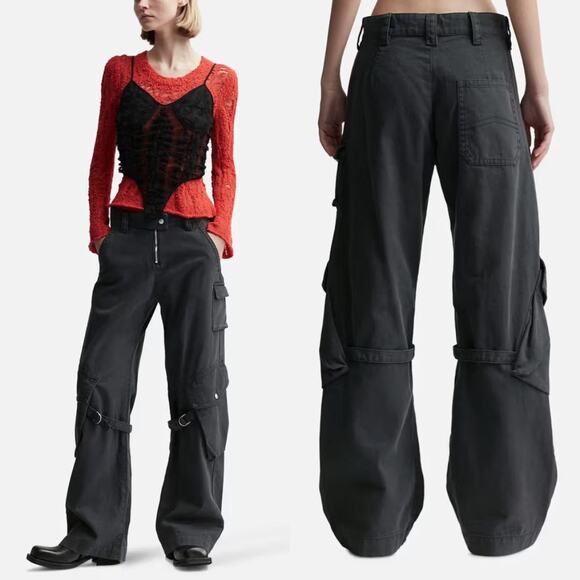 Acne Studios Pants - Acne Studios Potina Cargo Trousers Size 36 Charcoal Gray Cotton Punk Grunge